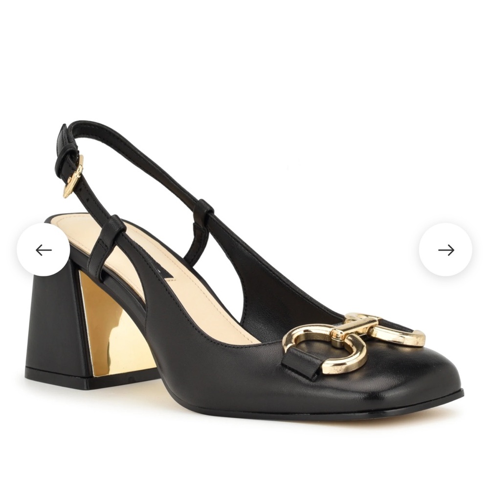 Nine West Cast Leather Block Heel Slingback Pumps